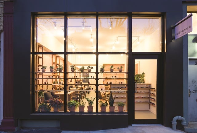 The sleek exterior blends in with the neighborhood’s modern high-rises and beautiful brownstones.